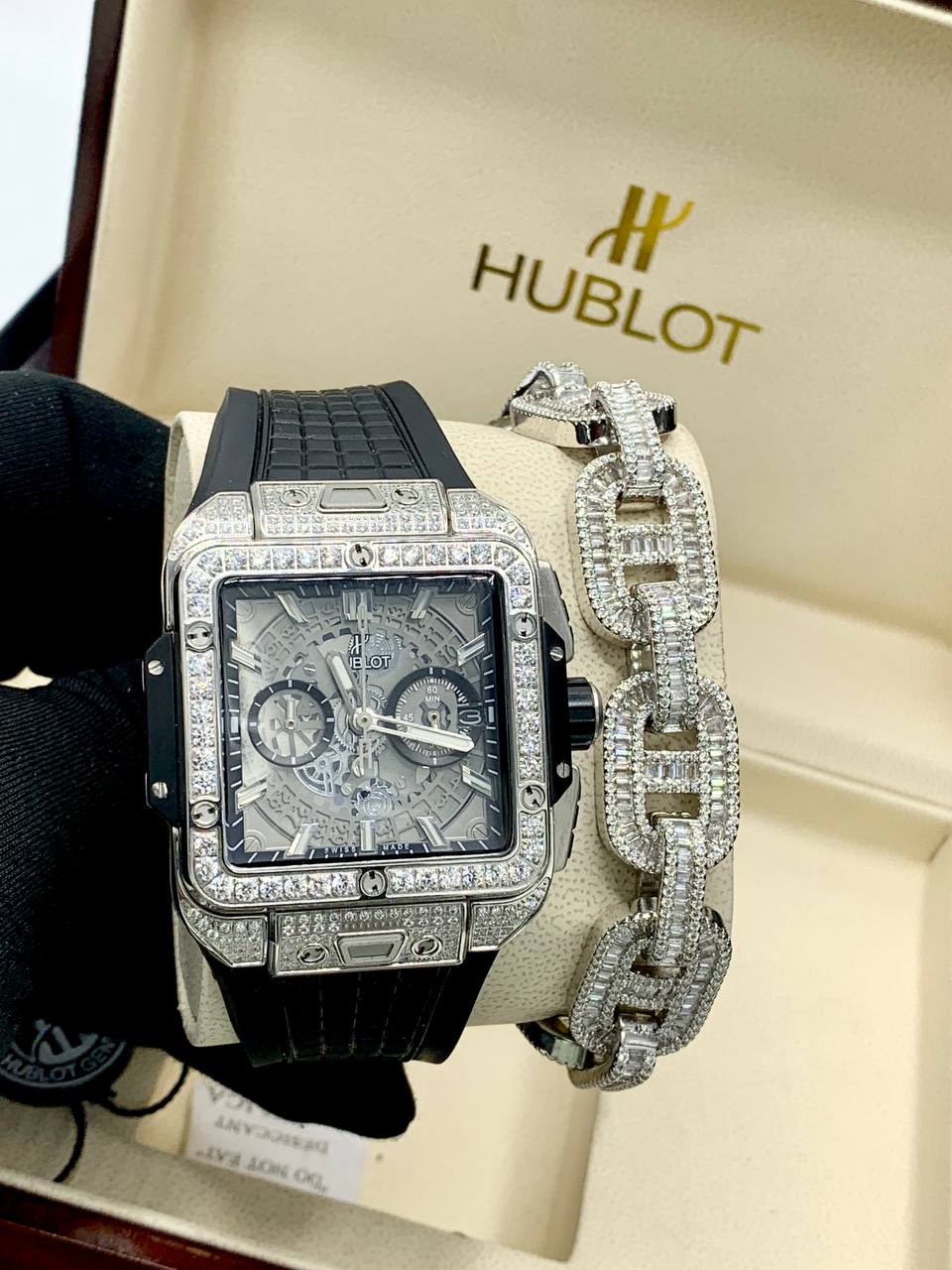 High Quality Luxury Hublot Watch With Zirconia Bracelet